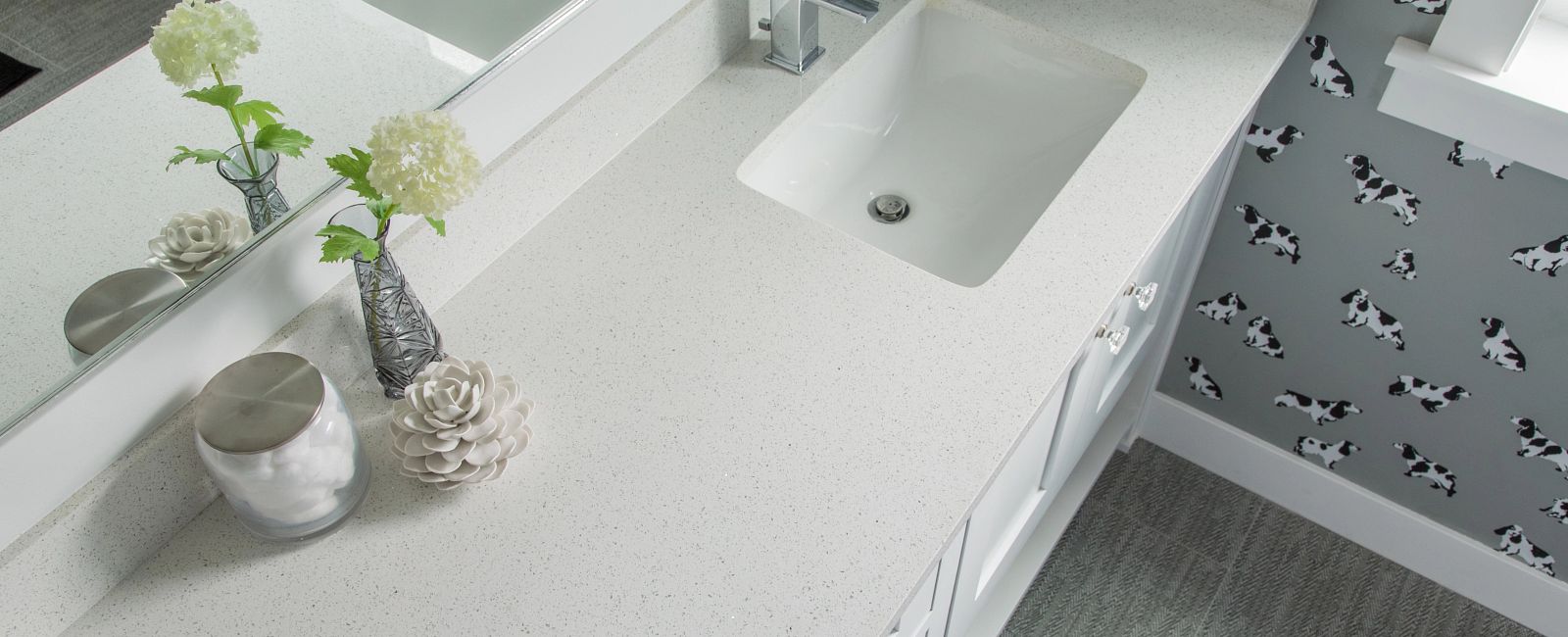 Frost Quartz Countertop in Bathroom