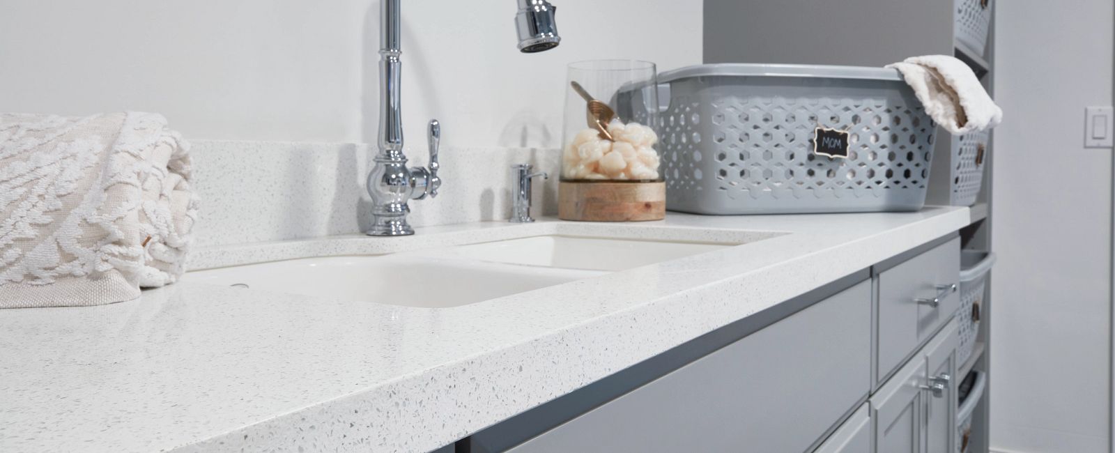 Oceana Quartz Countertop in Laundry Room